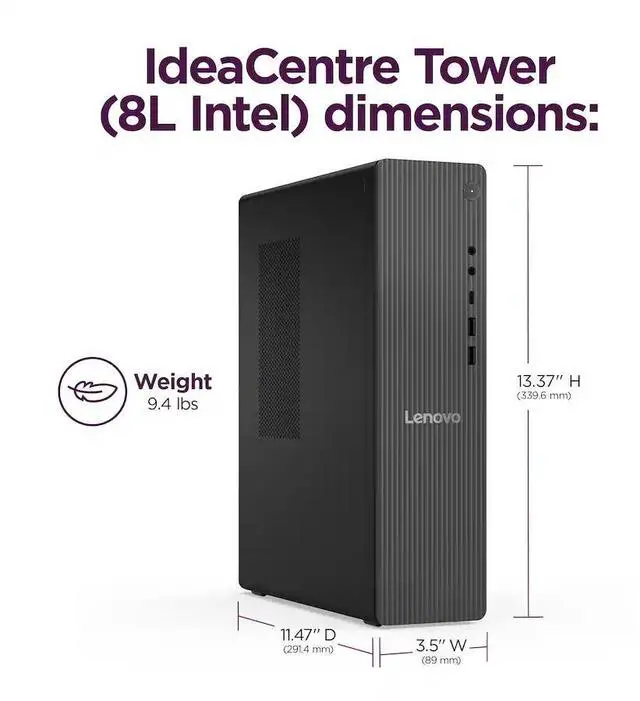 Alt view image 4 of 5 - Lenovo IdeaCentre Tower Desktop -Intel Processor 300 -Intel UHD Graphics 710 -AI Copilot -8 GB DDR5 RAM,256 GB PCIe SSD -Win 11 Pro
