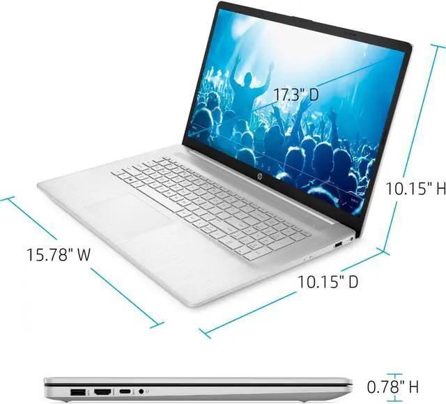 Alt view image 6 of 7 - New HP 17.3" HD+ 1600 x 900 Intel core i3-1115G4 4.1 GHz 8GB RAM 1TB HDD Windows 10 Home Silver