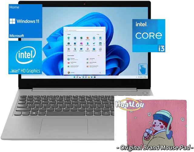 Main image of Lenovo IdeaPad 3 15.6" FHD Touch Laptop,Intel Core i3-1115G4,Intel UHD Graphics,WiFi 6 and Bluetooth 5.1,8 GB RAM 512 GB SSD,Windows 11 Home Arctic Grey