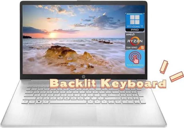 Main image of HP 17.3" HD+ Laptop (2023 Model), AMD Ryzen 5 7530U, Integrated AMD Radeon Graphics,, Long Battery Life, Wi-Fi 6,Bluetooth4.2,Windows 11Pro (16GB RAM | 1TB PCIe SSD)
