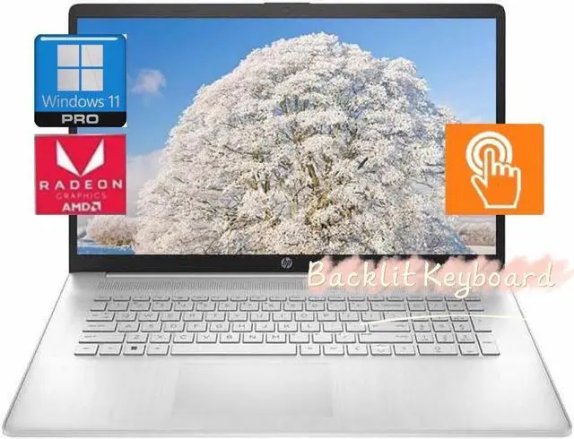 Main image of HP 17.3" HD+ Touchscreen Laptop, AMD Ryzen 5 7530U(Beats i7-1165G7) Processor, 12GB RAM, 512GB SSD, Wi-Fi 6 and Bluetooth 5.3, Backlit Keyboard, Windows 11 Home, Sliver