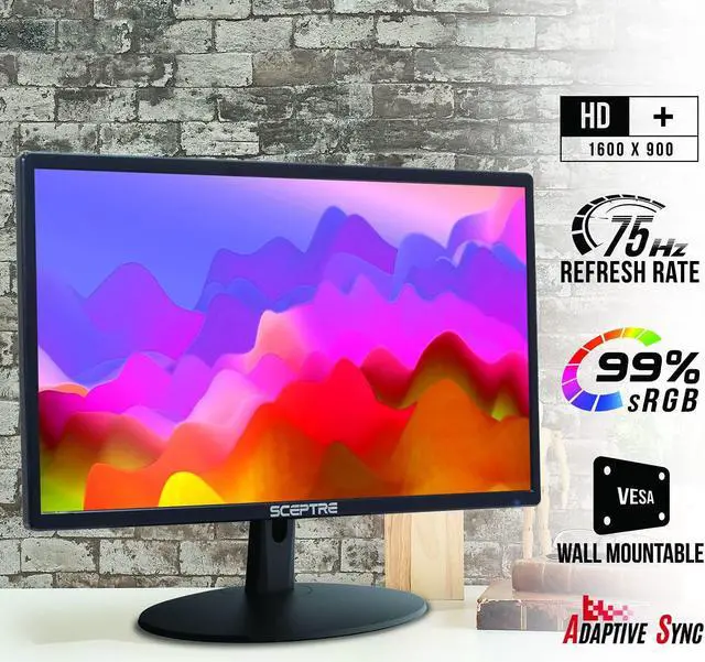 Alt view image 5 of 8 - Sceptre 20 in LED Monitor Build-in Speakers, Wall Mount Ready E205W-16003RTT