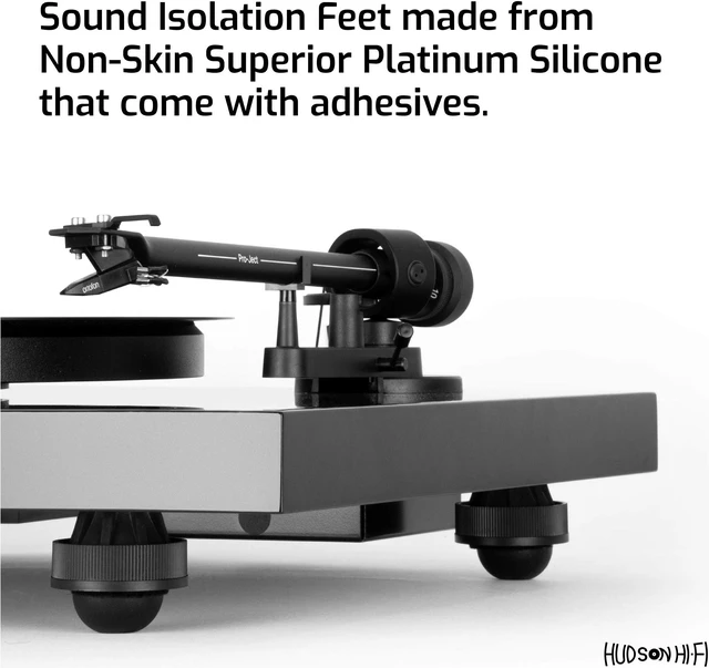 Alt view image 4 of 7 - Speaker Isolation Feet (8-Pack, 1") Adhesive Silicone Anti-Vibration Pads for Speakers, Turntables, Subwoofers & Amplifiers, Supports 5-13 lbs Per Pad