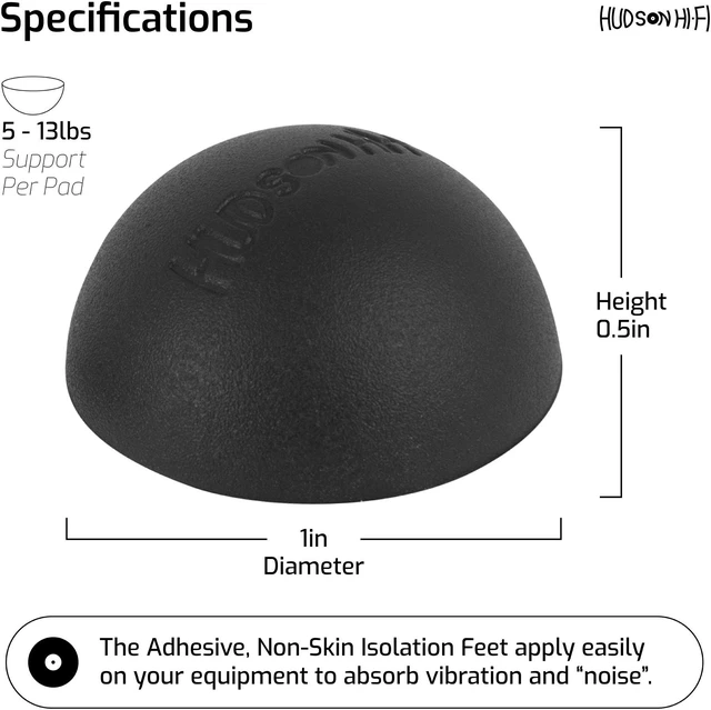 Alt view image 3 of 7 - Speaker Isolation Feet (8-Pack, 1") Adhesive Silicone Anti-Vibration Pads for Speakers, Turntables, Subwoofers & Amplifiers, Supports 5-13 lbs Per Pad