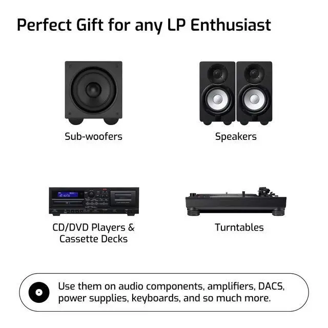Alt view image 7 of 7 - Speaker Isolation Feet (8-Pack, 2.5") Adhesive Silicone Anti-Vibration Pads for Speakers, Turntables, Subwoofers & Amplifiers, Supports 50-100 lbs Per Pad