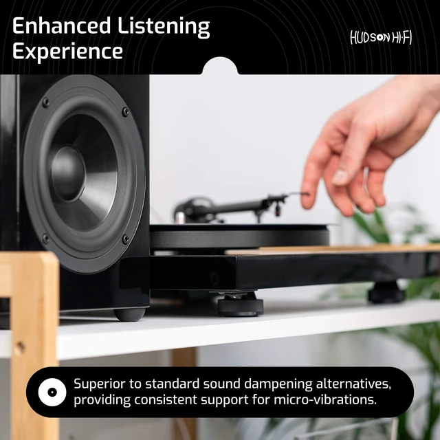 Alt view image 5 of 7 - Speaker Isolation Feet (8-Pack, 1") Adhesive Silicone Anti-Vibration Pads for Speakers, Turntables, Subwoofers & Amplifiers, Supports 5-13 lbs Per Pad