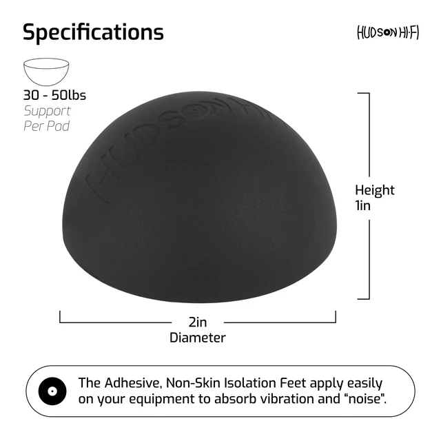 Alt view image 5 of 7 - Speaker Isolation Feet (8-Pack, 2") Adhesive Silicone Anti-Vibration Pads for Speakers, Turntables, Subwoofers & Amplifiers, Supports 30-50 lbs Per Pad