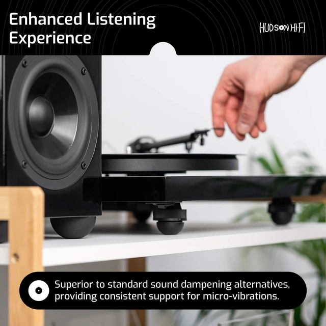 Alt view image 6 of 7 - Speaker Isolation Feet (8-Pack, 2") Adhesive Silicone Anti-Vibration Pads for Speakers, Turntables, Subwoofers & Amplifiers, Supports 30-50 lbs Per Pad