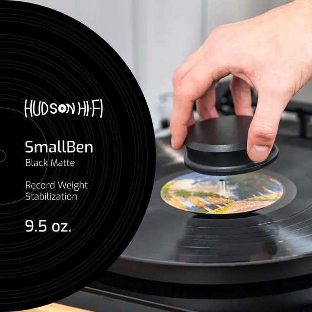 Alt view image 2 of 7 - SmallBen Record Weight Stabilizer with Protective Leather Pad - 9-Ounce Vinyl Turntable Weight - Durable & Stylish LP Stabilizer - Fits Any Turntable - Black Matte