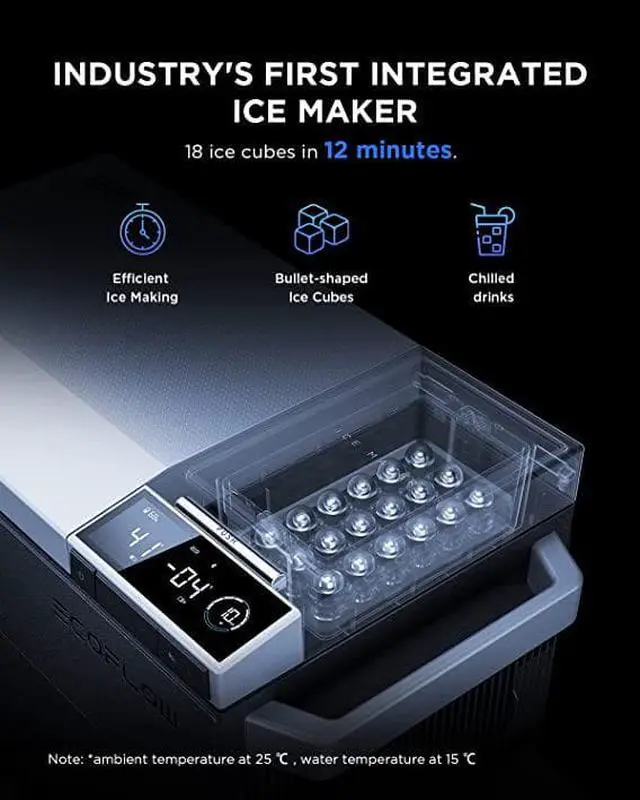 Alt view image 4 of 7 - EcoFlow GLACIER Car Refrigerator, 40 Qt(38L) Portable Refrigerator, Electric Cooler with Ice Maker, Dual Zone WIFI APP Control(-13~50), 12/24V DC/AC For Camping, Travel, Fishing, Outdoor, Truck