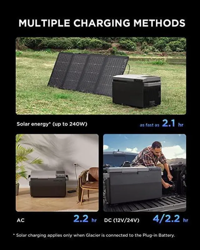 Alt view image 7 of 7 - EcoFlow GLACIER Car Refrigerator, 40 Qt(38L) Portable Refrigerator, Electric Cooler with Ice Maker, Dual Zone WIFI APP Control(-13~50), 12/24V DC/AC For Camping, Travel, Fishing, Outdoor, Truck
