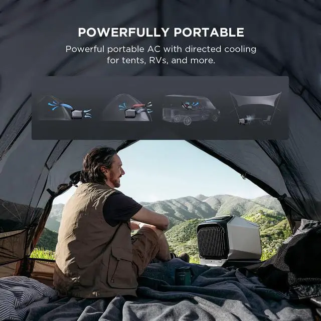 Alt view image 4 of 7 - EcoFlow Portable Air Conditioner with Heat 5100 BTU for Outdoor WAVE 2, Air Conditioning Unit , Air Portable AC for Tent Camping/RVs or Home Use (Battery Included)