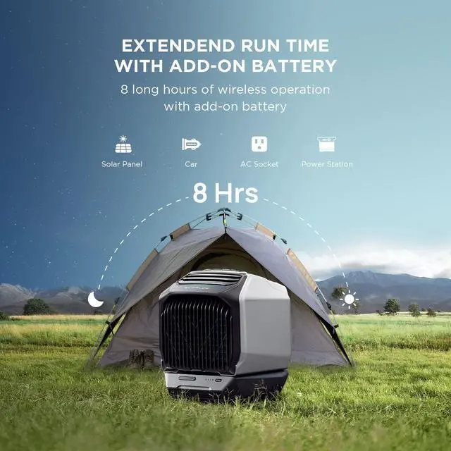 Alt view image 3 of 7 - EcoFlow Portable Air Conditioner with Heat 5100 BTU for Outdoor WAVE 2, Air Conditioning Unit , Air Portable AC for Tent Camping/RVs or Home Use (Battery Included)