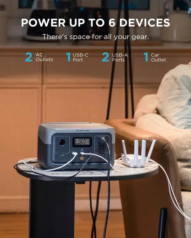 Alt view image 2 of 7 - ECOFLOW Portable Power Station River 2, 256Wh LiFeP04 Battery/ 1 Hour Fast Charging, 2 Up to 600W AC Outlets, Solar Generator (Solar Panel Optional) for Outdoor Camping/RVs/Home Use
