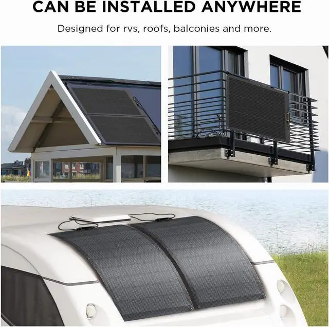Alt view image 6 of 7 - ECOFLOW 100W Flexible Solar Panel with High Efficiency Solar Modules, IP68 Waterproofing, Ideal for Off-Grid Solar Panel Kits, PV Charging, Power Kits & Ecosystem