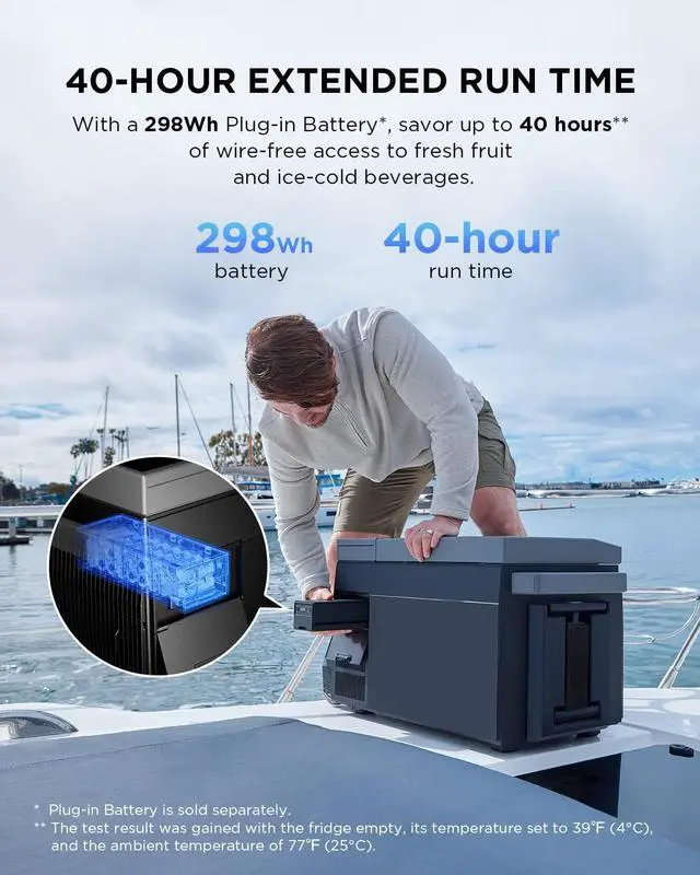 Alt view image 2 of 7 - ECOFLOW GLACIER Portable Car Refrigerator with Extra Battery, 40Qt(38L) Electric Cooler with Ice Maker, Dual Zone WIFI APP Control(-13~50), 12/24V DC/AC For Car, Camping, Travel, Fishing, Outdoor