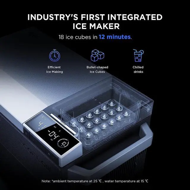 Alt view image 3 of 7 - ECOFLOW GLACIER Portable Car Refrigerator with Extra Battery, 40Qt(38L) Electric Cooler with Ice Maker, Dual Zone WIFI APP Control(-13~50), 12/24V DC/AC For Car, Camping, Travel, Fishing, Outdoor