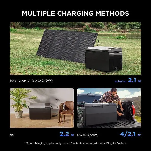 Alt view image 6 of 7 - ECOFLOW GLACIER Portable Car Refrigerator with Extra Battery, 40Qt(38L) Electric Cooler with Ice Maker, Dual Zone WIFI APP Control(-13~50), 12/24V DC/AC For Car, Camping, Travel, Fishing, Outdoor