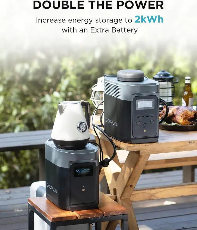 Alt view image 2 of 7 - EcoFlow DELTA 2 Extra Battery, 1kWh Added Capacity for Home Backup Power, Portable Battery to Power Multiple Heavy-Duty Devices