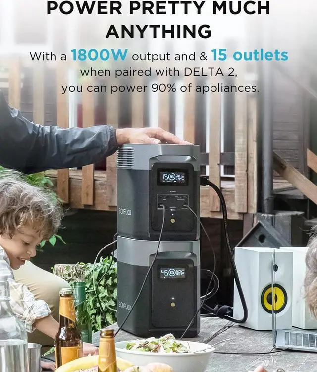 Alt view image 5 of 7 - EcoFlow DELTA 2 Extra Battery, 1kWh Added Capacity for Home Backup Power, Portable Battery to Power Multiple Heavy-Duty Devices