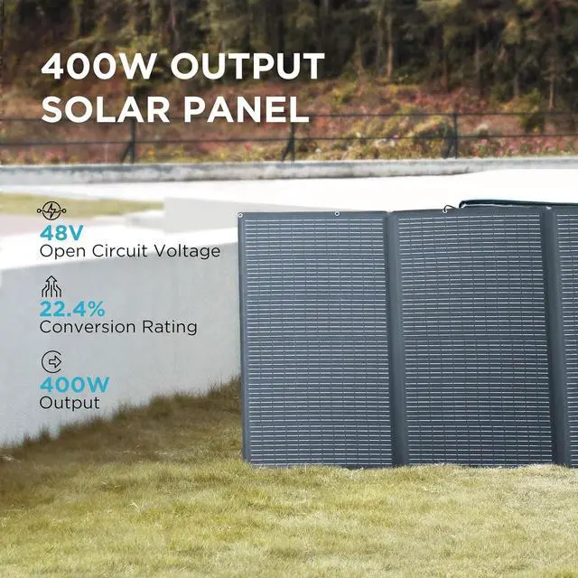 Alt view image 2 of 7 - EcoFlow 400W Portable Solar Panel for Power Station, Foldable Solar Charger with Adjustable Kickstand, Waterproof IP68 for Outdoor Camping,RV,off Grid System