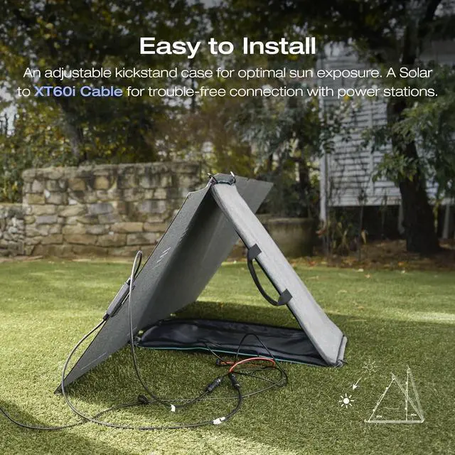 Alt view image 6 of 7 - EcoFlow 160W Portable Solar Panel for Power Station, Foldable Solar Charger with Adjustable Kickstand, Waterproof IP67 for Outdoor Camping,RV,off Grid System
