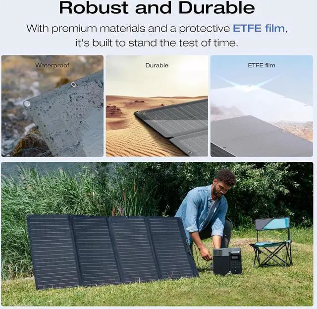 Alt view image 4 of 7 - EcoFlow 160W Portable Solar Panel for Power Station, Foldable Solar Charger with Adjustable Kickstand, Waterproof IP67 for Outdoor Camping,RV,off Grid System