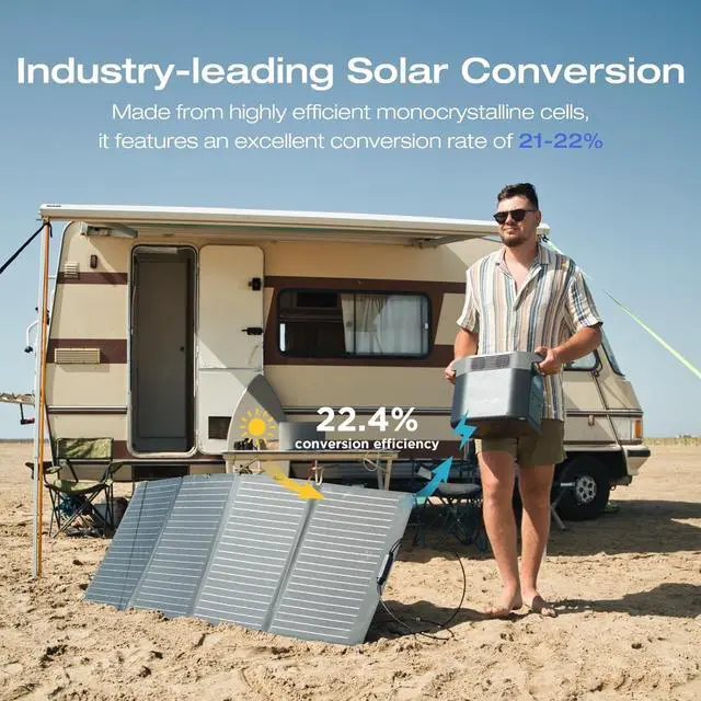 Alt view image 2 of 7 - EcoFlow 160W Portable Solar Panel for Power Station, Foldable Solar Charger with Adjustable Kickstand, Waterproof IP67 for Outdoor Camping,RV,off Grid System