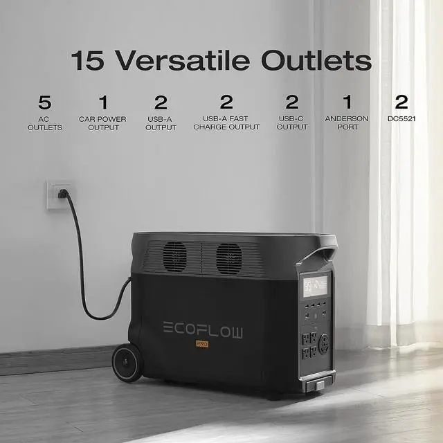 Alt view image 8 of 7 - EcoFlow DELTA Pro Portable Power Station 3600Wh Capacity,Solar Generator,3600W AC Output for Outdoor Camping,Home Backup,Emergency,RV,off-Grid