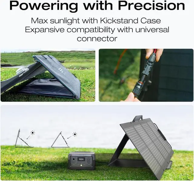Alt view image 5 of 7 - EcoFlow 110W Portable Solar Panel for Power Station, Foldable Solar Charger with Adjustable Kickstand, Waterproof IP67 for Outdoor Camping,RV,off Grid System