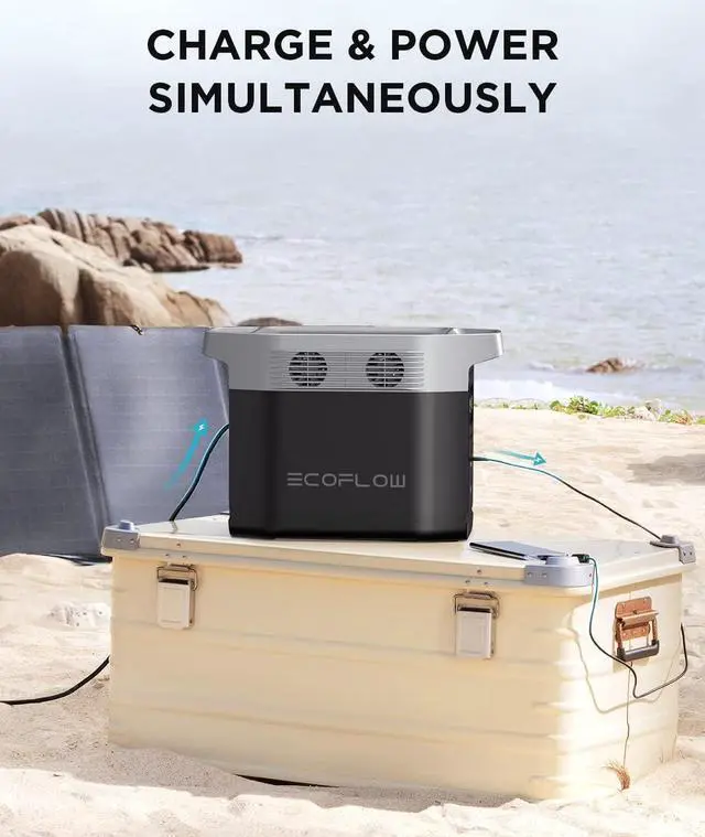 Alt view image 2 of 7 - EcoFlow DELTA 1300 Portable Power Station 1260Wh Capacity,Solar Generator,1800W AC Output for Outdoor Camping,Home Backup,Emergency,RV,off-Grid