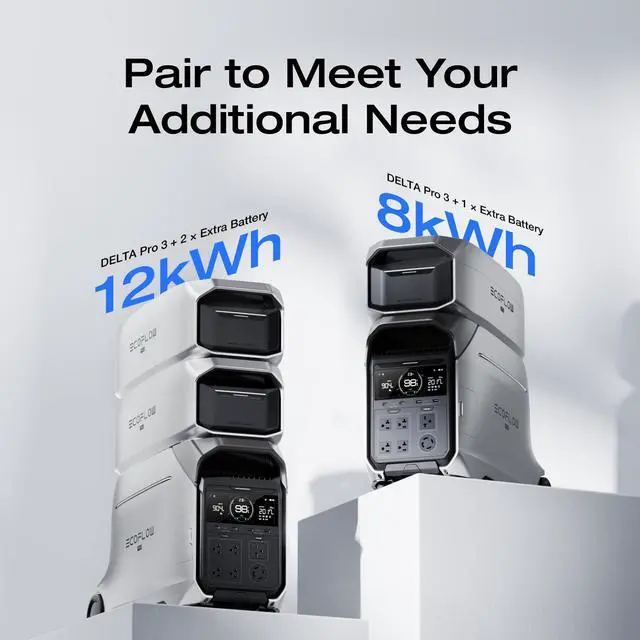 Alt view image 3 of 7 - EcoFlow 8kWh Portable Power Station: DELTA Pro 3 with Extra Battery, 120/240V 4000W AC Output, Solar Generator for Home Use, Camping, Emergencies, Power Outages, RVs, and Outdoor Generators