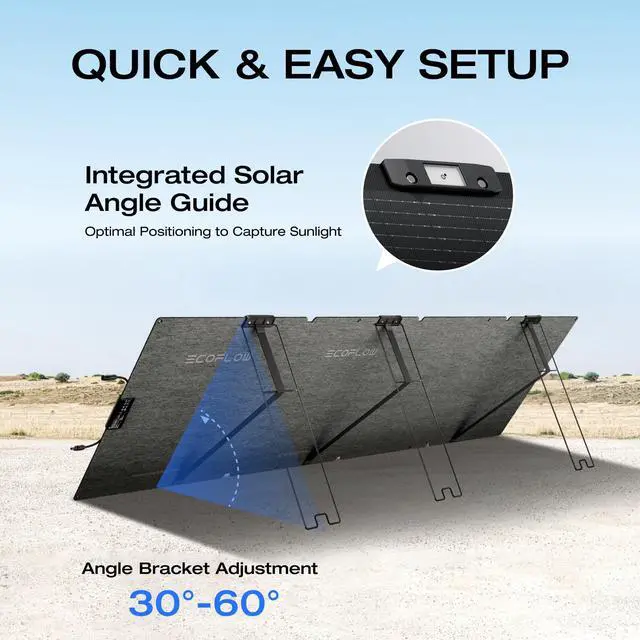 Alt view image 3 of 7 - EcoFlow 220W Portable Solar Panel for Power Station, Foldable Solar Charger with Adjustable Kickstand, Waterproof IP67 for Outdoor Camping,RV,off Grid System
