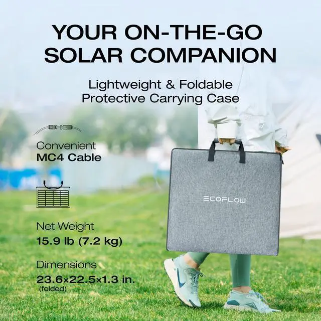 Alt view image 5 of 7 - EcoFlow 220W Portable Solar Panel for Power Station, Foldable Solar Charger with Adjustable Kickstand, Waterproof IP67 for Outdoor Camping,RV,off Grid System