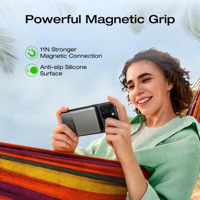 Alt view image 5 of 7 - EcoFlow Rapid Power Bank 5000mAh Qi2 Certified Wireless 15W Ultra-Fast Magnetic Portable Charger, 30W Max Fast Charging Battery Pack with Built-in USB-C Cable & Stand, Compatible with iPhone 16/15