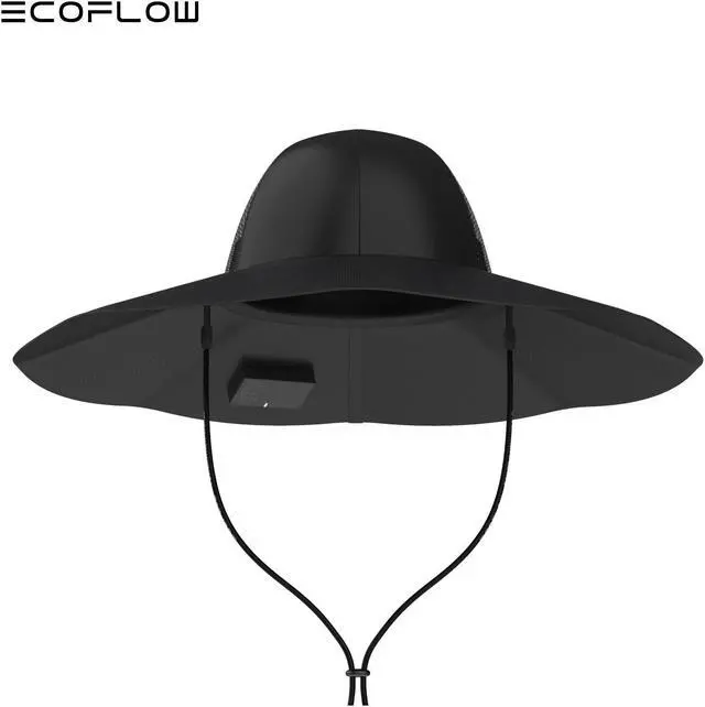 Main image of EcoFlow Power Hat, Solar Charging Bucket Fishing Hat, Dual USB-A/USB-C Ports, SPF 50+ Wide Brim Sun Hats for Women, Men, Portable for Outdoor, Hiking, Mountain Climbing -Medium 22.8 in, Black