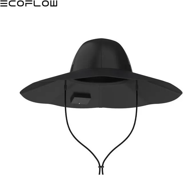 Main image of EcoFlow Power Hat, Solar Charging Bucket Fishing Hat, Dual USB-A/USB-C Ports, SPF 50+ Wide Brim Sun Hats for Women, Men, Portable for Outdoor, Hiking, Mountain Climbing -XLarge 24 in, Black