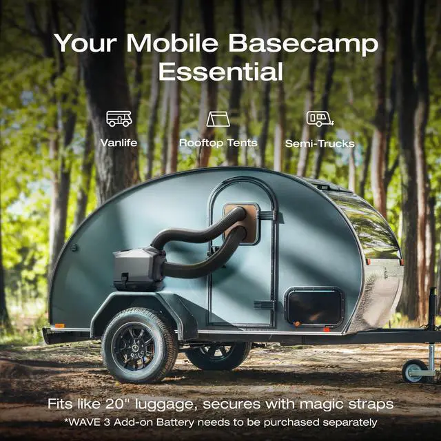 Alt view image 5 of 7 - EcoFlow WAVE 3 Portable Air Conditioner, 1800W/6100 BTU Cooling and 2000W/6800 BTU Heating, 1000W Fast Charging in 75 mins, 8H Wireless Running, APP Control, for Camping, Vanlife, RVs