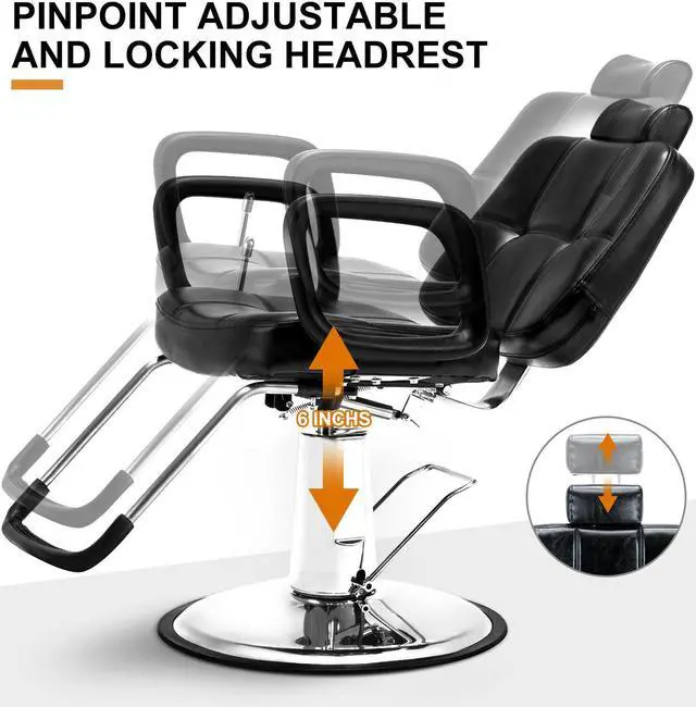 Alt view image 3 of 7 - Artist Hand 360° Swivel Heavy Duty Hydraulic Recliner Barber Chair Tattoo Salon Chair Hair Stylist Shampoo Beauty Equipment