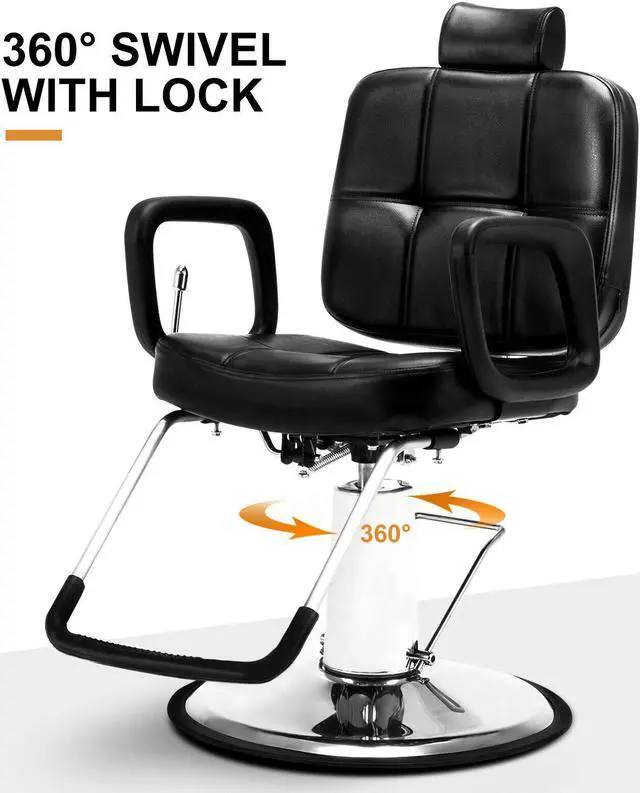 Alt view image 4 of 7 - Artist Hand 360° Swivel Heavy Duty Hydraulic Recliner Barber Chair Tattoo Salon Chair Hair Stylist Shampoo Beauty Equipment