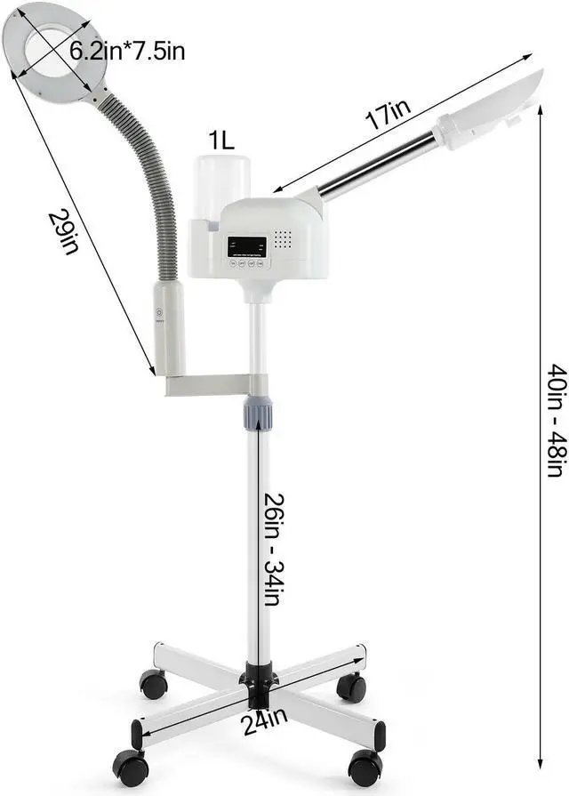 Alt view image 2 of 7 - Artist Hand Professional 2 in 1 5x LED Magnifying Lamp Facial Steamer Upgrade Esthetician Steamer with Hot & Cold Nozzle Beauty Salon Spa