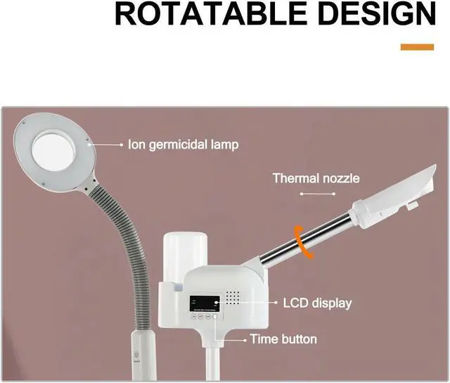 Alt view image 3 of 7 - Artist Hand Professional 2 in 1 5x LED Magnifying Lamp Facial Steamer Upgrade Esthetician Steamer with Hot & Cold Nozzle Beauty Salon Spa