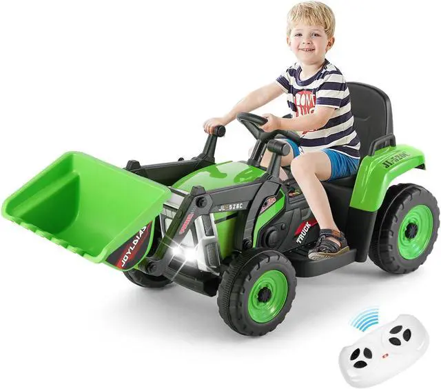 Main image of JOYLDIAS 12V Kids Ride On Excavator 3 Speeds Electric Construction Vehicle Digger with Remote Control, Bluetooth, Microphone Jack, Music, Lights (Green)