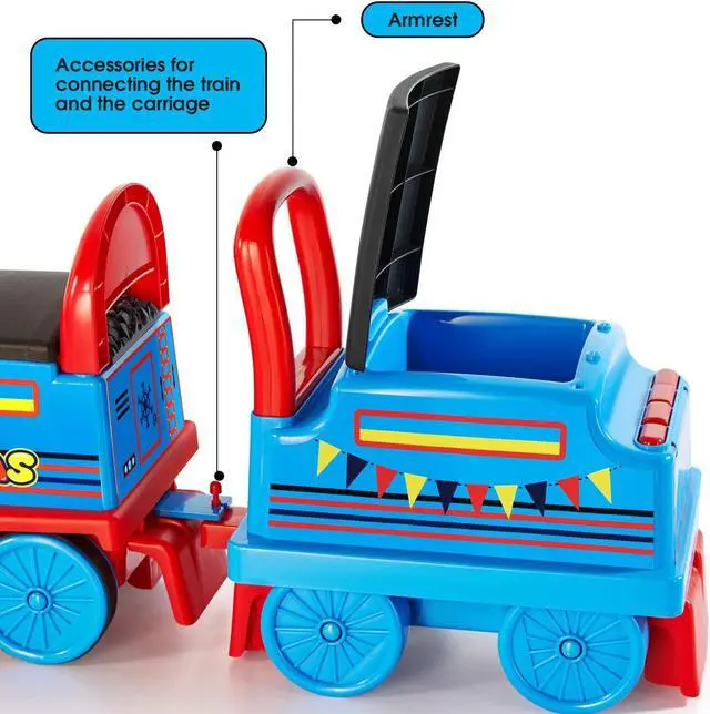 Alt view image 3 of 6 - JOYLDIAS Train Carriage for Ride on Train with Songs, Stories, Storage and Handle, Blue