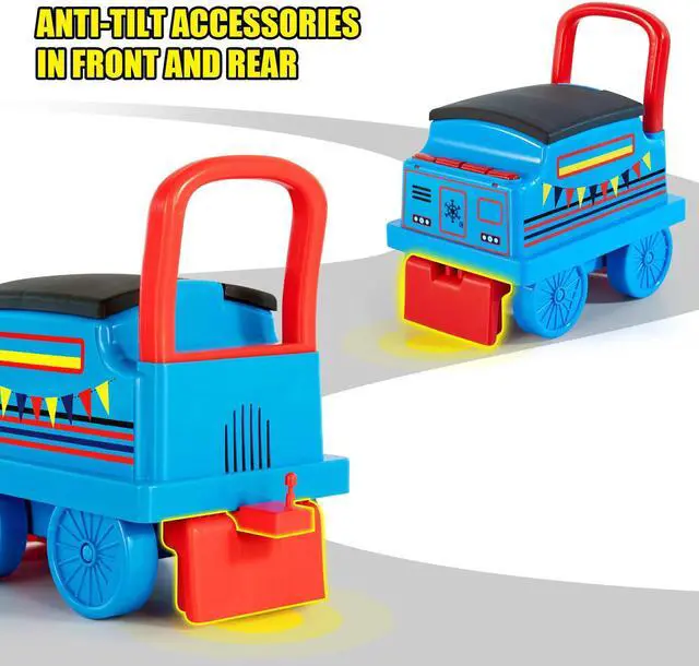 Alt view image 4 of 6 - JOYLDIAS Train Carriage for Ride on Train with Songs, Stories, Storage and Handle, Blue