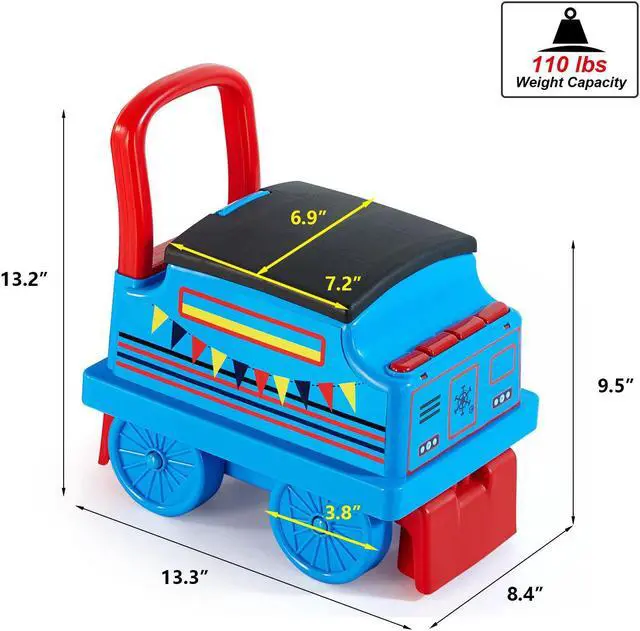 Alt view image 2 of 6 - JOYLDIAS Train Carriage for Ride on Train with Songs, Stories, Storage and Handle, Blue