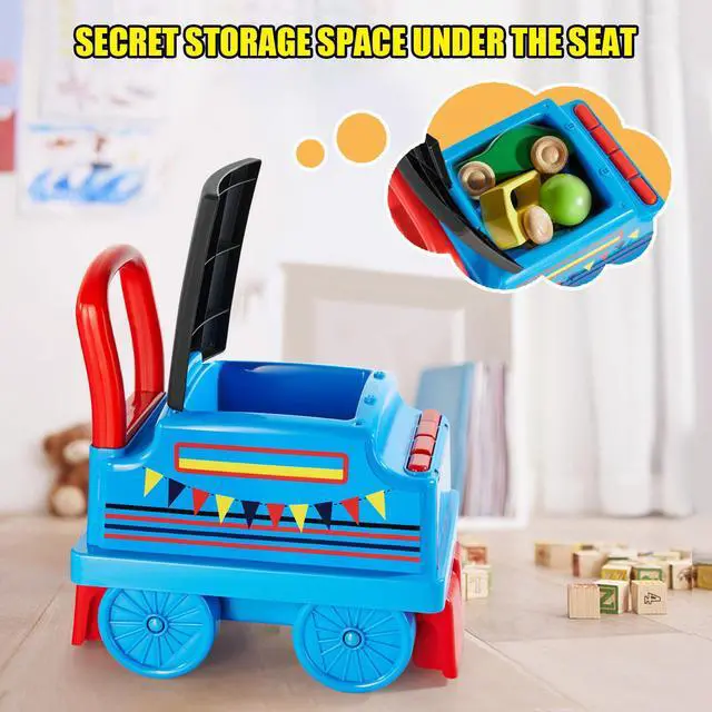 Alt view image 5 of 6 - JOYLDIAS Train Carriage for Ride on Train with Songs, Stories, Storage and Handle, Blue