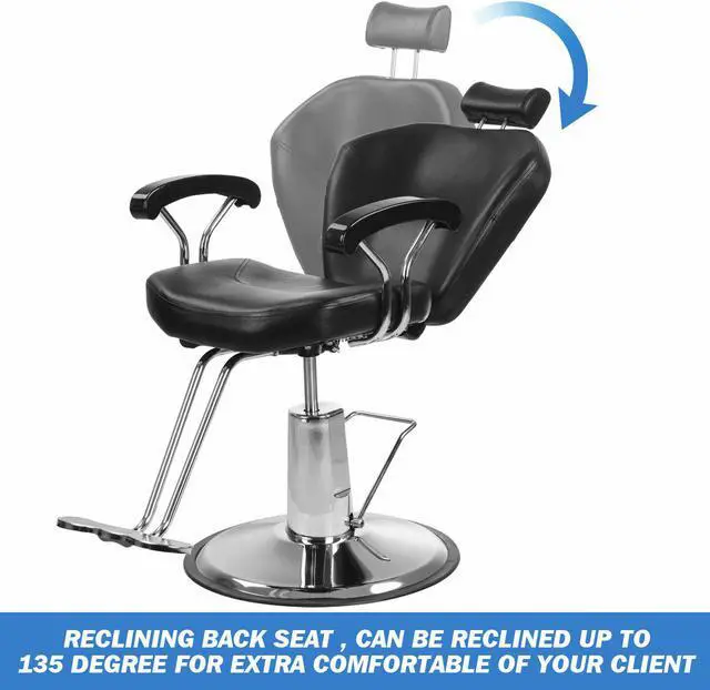 Alt view image 3 of 7 - Artist Hand Hydraulic Reclining Barber Chair 360 Degrees Rolling Swivel Barber Chairs Hair Salon Spa Equipment