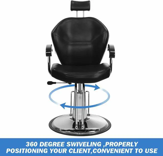 Alt view image 4 of 7 - Artist Hand Hydraulic Reclining Barber Chair 360 Degrees Rolling Swivel Barber Chairs Hair Salon Spa Equipment