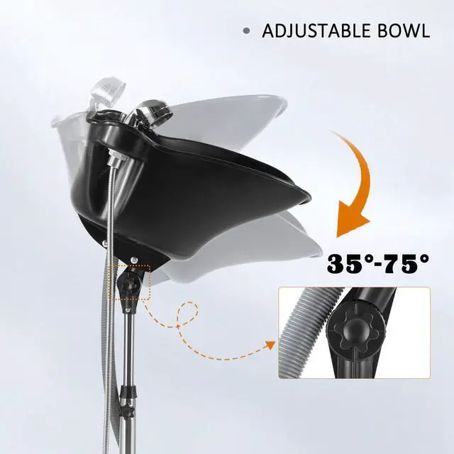 Alt view image 5 of 7 - Artist Hand Shampoo Bowl Portable Salon Sink with Adjustable Height and Drain; Sprinkler with Switch Hair Washing Basin